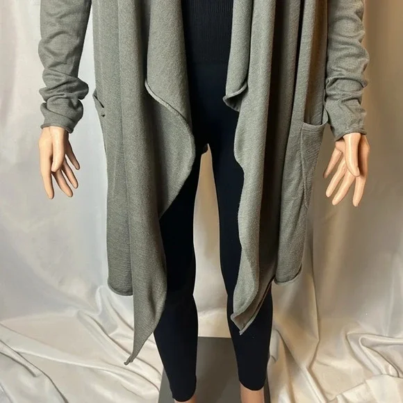 Cullen Studded Hooded Open Front Cardigan Olive Gray Size Small Pockets - Picture 5 of 12